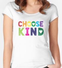 Wählen Sie freundliches T-Shirt - Anti-Mobbing - Herz-T-Shirt - Regenbogen Tailliertes Rundhals-Shirt