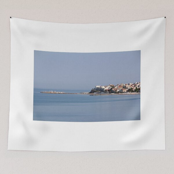 Item preview, Nea Kallikratia little town in Greece seascape  designed and sold by goceris.