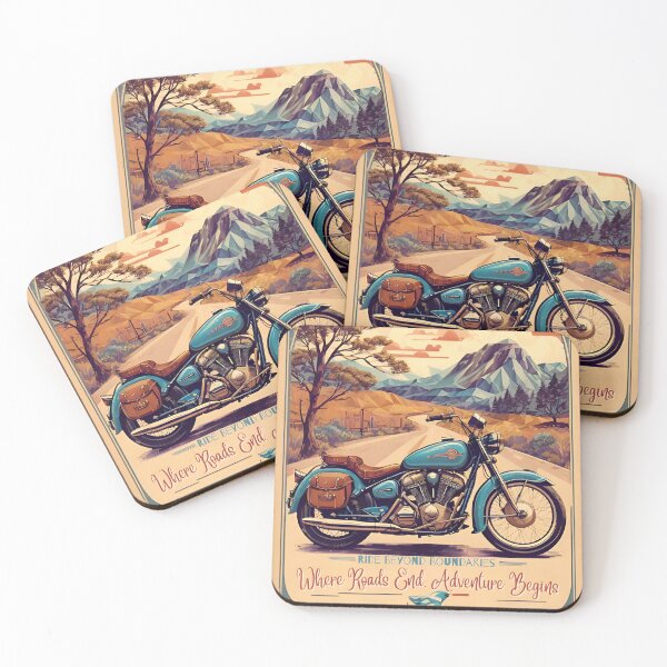 Item preview, Vintage Motorcycle Poster: Ride Beyond Boundaries designed and sold by Ceemko's Vintage Corner.