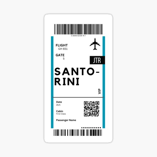 Item preview, Santorini - Greece Airplane Boarding Pass designed and sold by RoamInk.