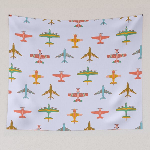 Item preview, Vintage Airplanes in 70s Colors - On Lilac  designed and sold by TigaTiga.