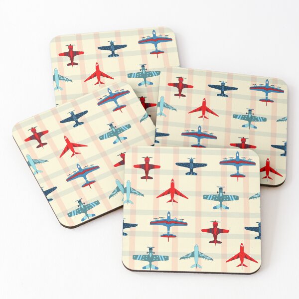 Item preview, Vintage Airplanes and Gingham - Red, Blue and Cream designed and sold by TigaTiga.