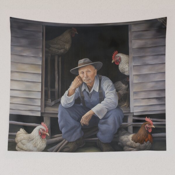 Item preview, Chicken Man at Rest in Henhouse designed and sold by YoPedro.