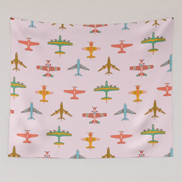 Item preview, Vintage Airplanes in 70s Colors - On Blush designed and sold by TigaTiga.