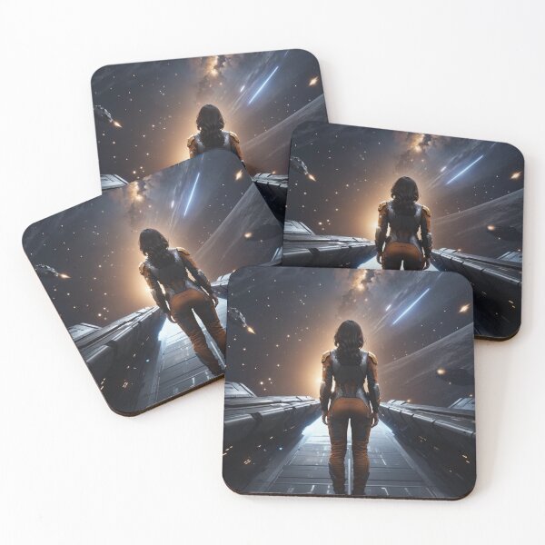 Item preview, Female astronaut monitoring her station - rear view designed and sold by biiid.