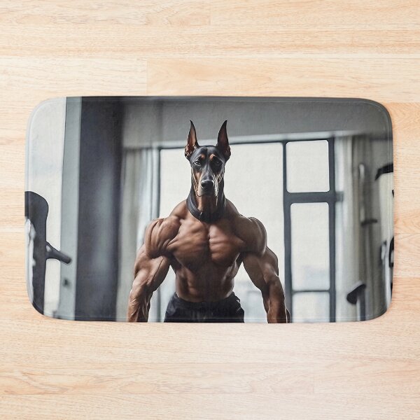 Item preview, Bodybuilder Natural Ear Doberman Dog At The Fitness Gym designed and sold by yourwelcomee.