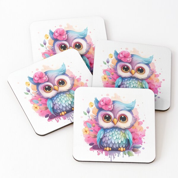 Item preview, adorable, cute watercolor owl print designed and sold by dcrc.