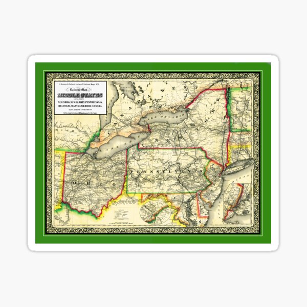 Item preview, New Railroad Map of the Middle States 1865 designed and sold by Chuck Mountain.