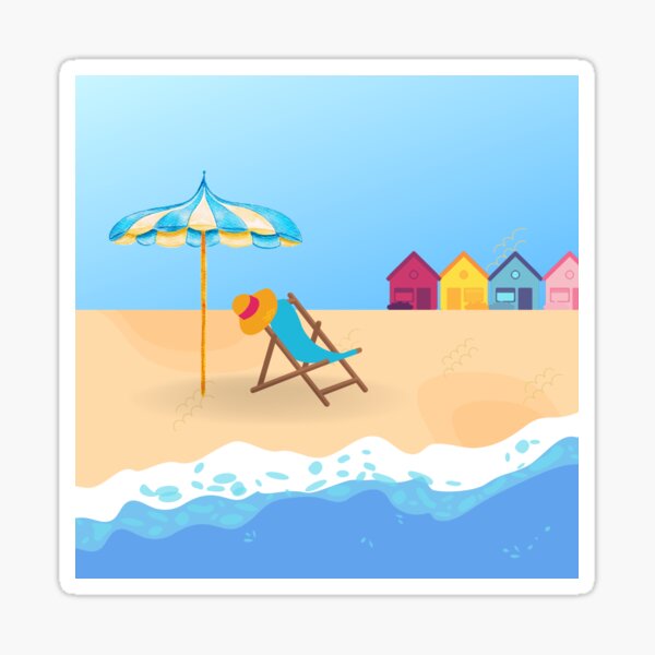 Aperçu de l'œuvre Impression de parasol et de chaise de plage créée et vendue par PrintFanDesign.