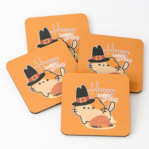 Item preview, Happy Meowgiving | Cute Cat with Pilgrim Hat and Turkey designed and sold by Kimochi-Shop.