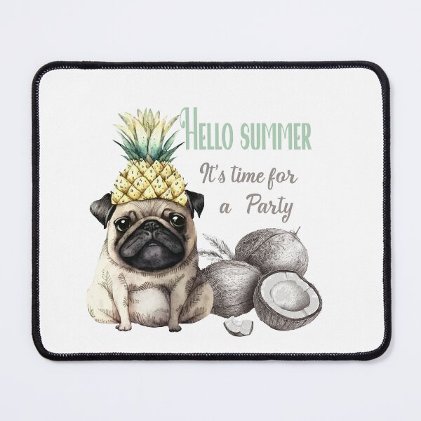 Item preview, Hello summer its time for a party.Pug with a pineapple on his head. designed and sold by Anastasiia Yurevych.