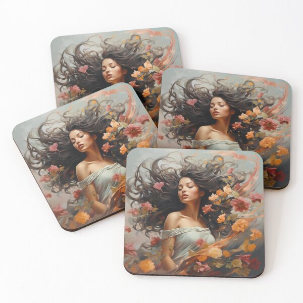 Item preview, Cute lady and flower in the wind designed and sold by ThanDigital.