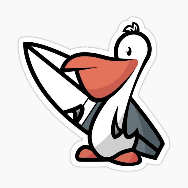 Surfer Pelican Sticker