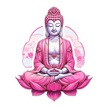 Buddha, 3D pink statue . Buddhist decor for your space .  Sticker for Sale  by MartynGrey