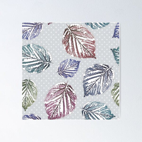 Item preview, Openwork leaves on a light gray background with white polka dots. designed and sold by marinaklykva.