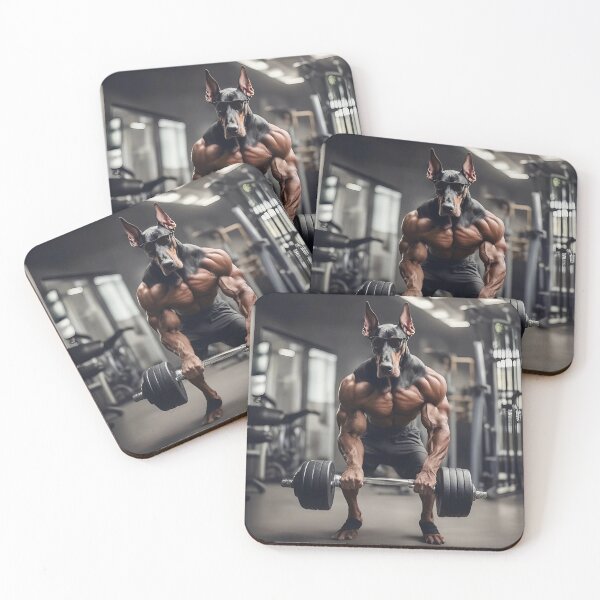 Item preview, Weightlifting At The Fitness Gym With A Bodybuilder Featuring A Natural Ear Doberman Dog designed and sold by yourwelcomee.