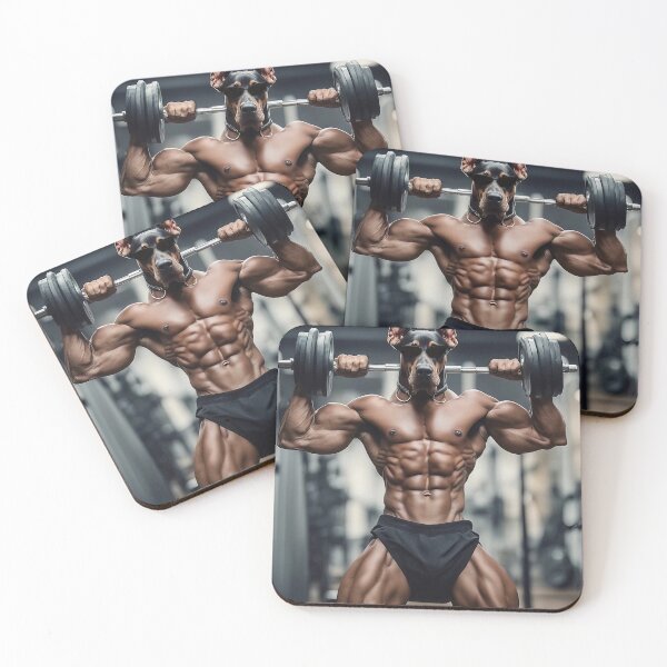 Item preview, Bodybuilder Natural Ear Doberman Dog Weightlifting At The Fitness Gym designed and sold by yourwelcomee.