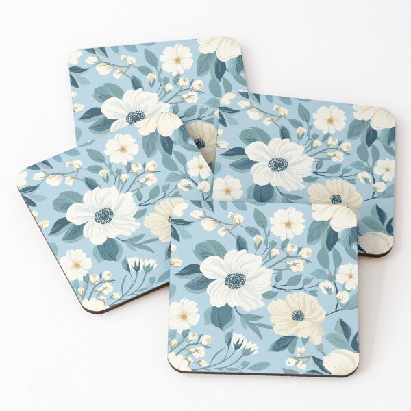 Artikelvorschau, Pastellblaues und weißes Blumenmuster entworfen und verkauft von ShantyShawn.