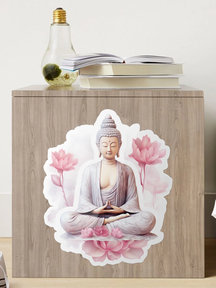 Buddha, 3D pink statue . Buddhist decor for your space .  Sticker for Sale  by MartynGrey