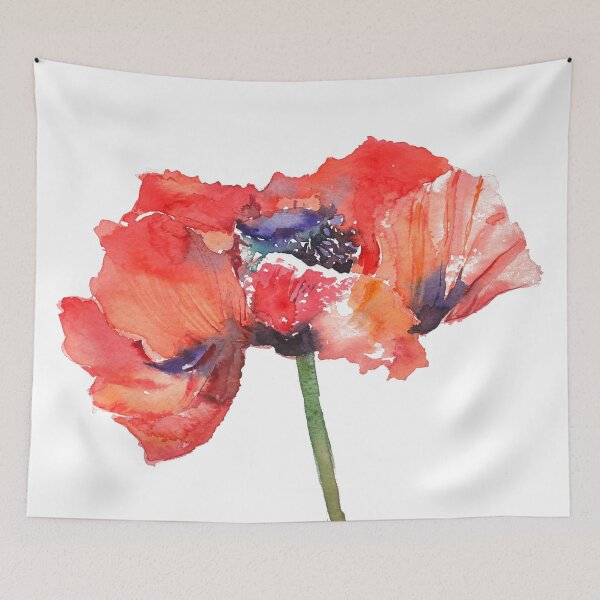Item preview, Big Red Beautiful Poppy Blossom Watercolor Spring Mood  designed and sold by thefirstgarden.