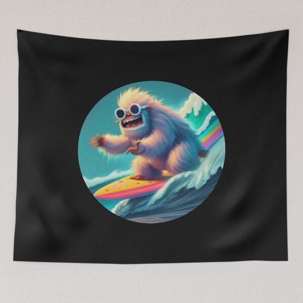 Item preview, Yeti surfing a rainbow wave. designed and sold by HanaiPrint.