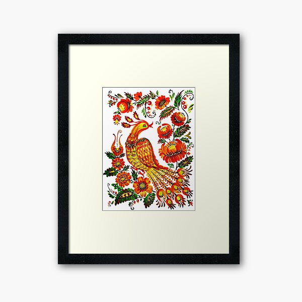 Firebird Petrykivka Ukrainian art Framed Art Print