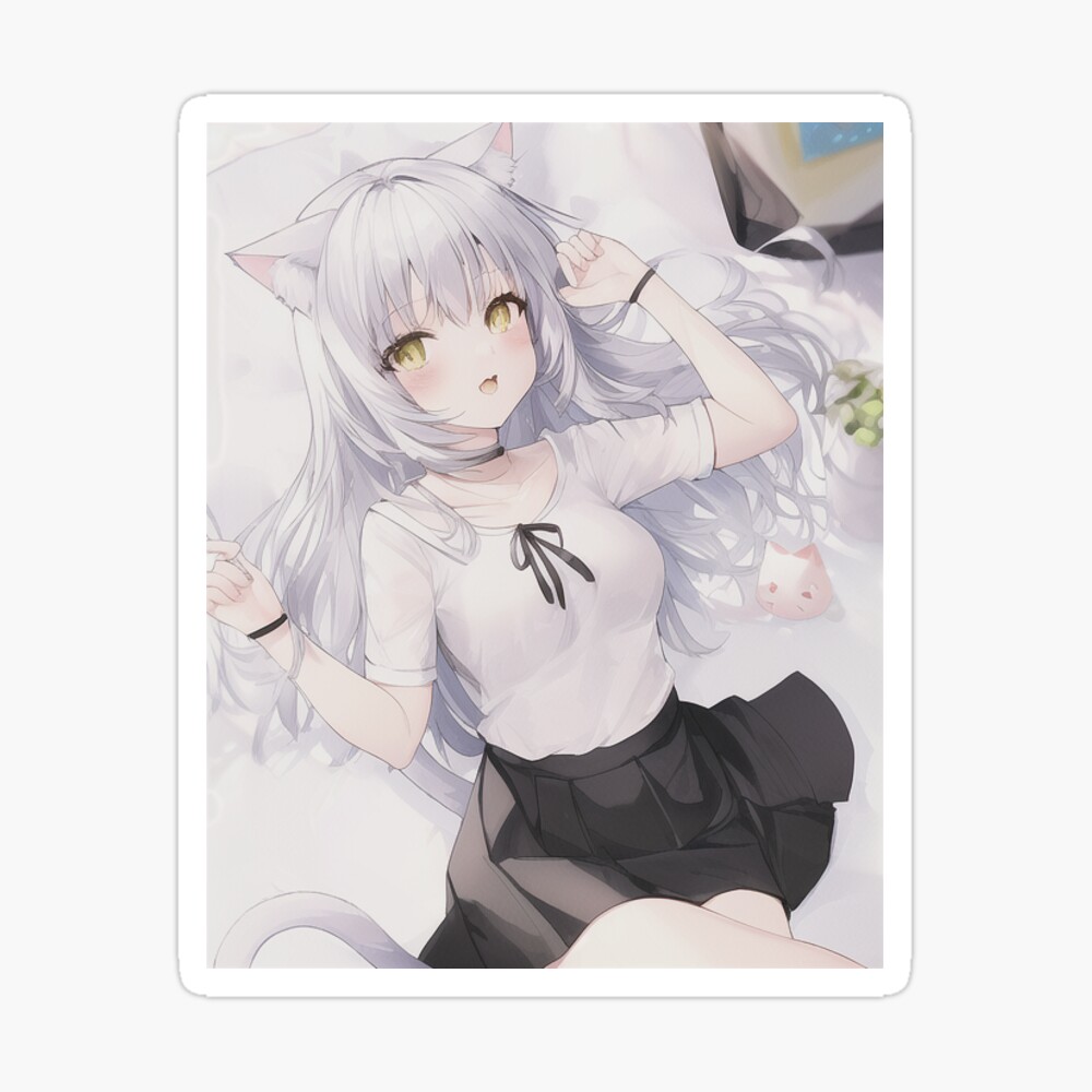 Cute Chibi Anime Cat Girl With Cats