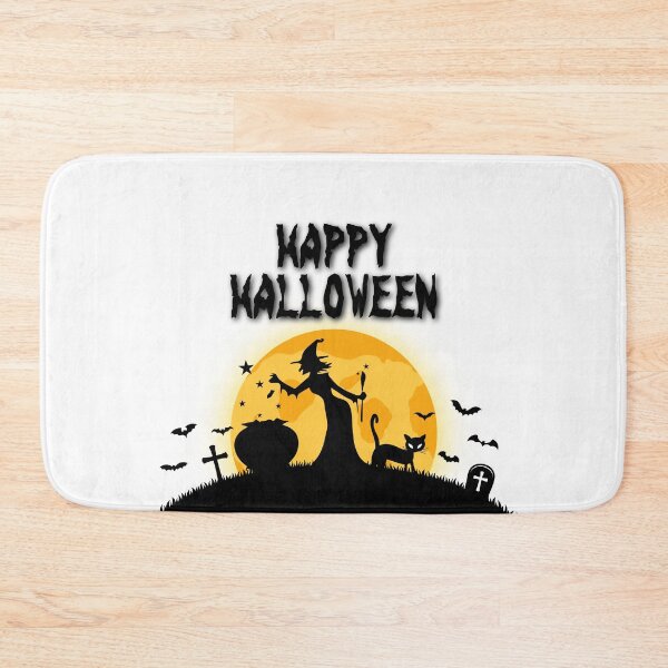 Item preview, Witch with Black Cat on Cemetery Halloween designed and sold by Remek-Design.