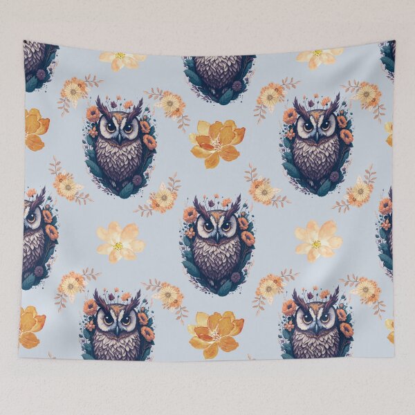 Item preview, Owl Blue And Orange, halloween,  designed and sold by TeyMank.
