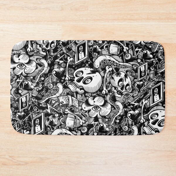 Item preview, Black and White Doodle pattern Chaos designed and sold by fakeface.