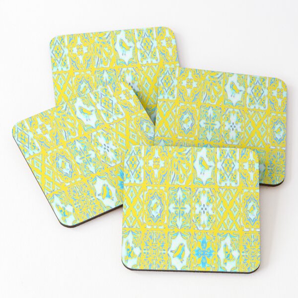 Item preview, YELLOW-BLUE VINTAGE PATTERN ABSTRACT ART designed and sold by sharlesart.
