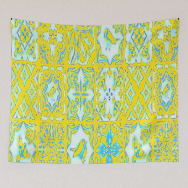 Item preview, YELLOW-BLUE VINTAGE PATTERN ABSTRACT ART designed and sold by sharlesart.