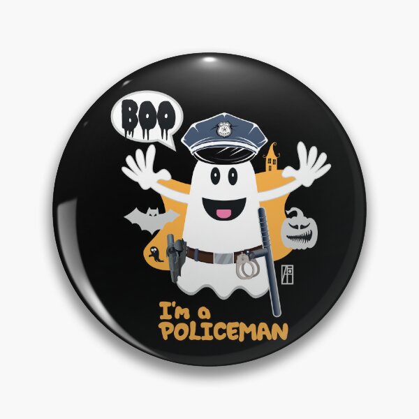 Item preview, BOO Policeman dressed as a GHOST - cute Halloween designed and sold by ArtProjectShop.