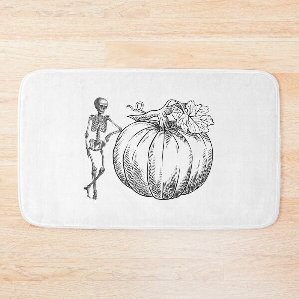 Item preview, Skeleton leaning on a pumpkin black sketch designed and sold by Remek-Design.