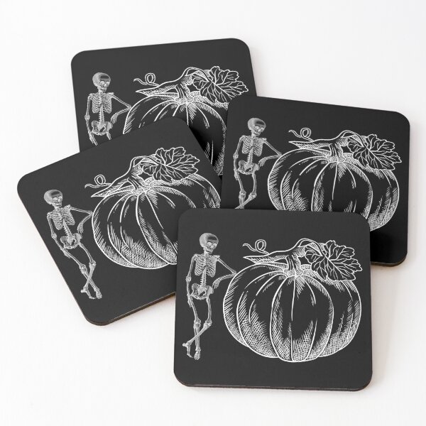 Item preview, Copy of Skeleton leaning on a pumpkin white sketch designed and sold by Remek-Design.