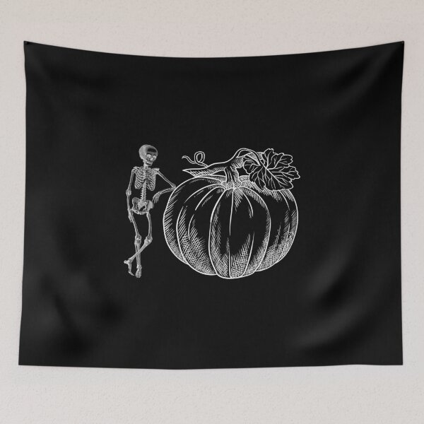 Item preview, Copy of Skeleton leaning on a pumpkin white sketch designed and sold by Remek-Design.