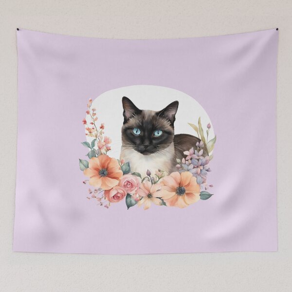 Item preview, Cat - Spring vibes - Lavander Floral Flowers designed and sold by kitscherland.