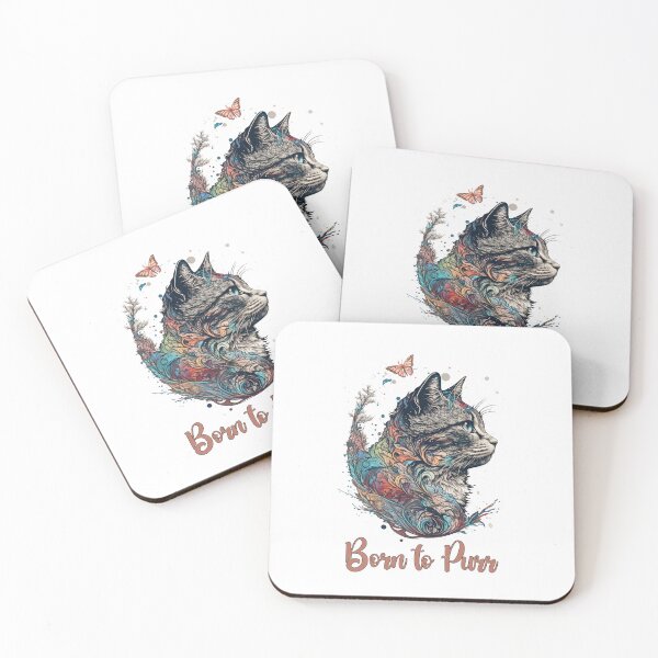Item preview, Born To Purr Abstract Cat designed and sold by HappyLifeCreate.