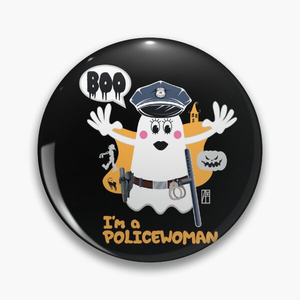 Item preview, BOO Policewoman dressed as a GHOST - cute Halloween designed and sold by ArtProjectShop.