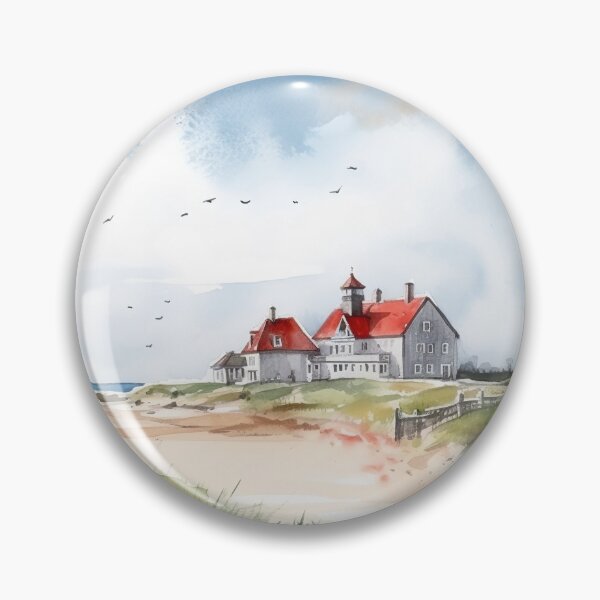 Item preview, Dune house: white domicile with red roof in watercolor designed and sold by KatVik-Design.