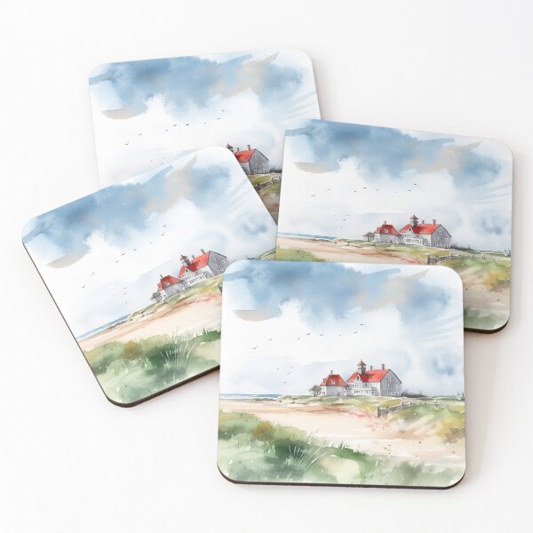 Item preview, Dune house: white domicile with red roof in watercolor designed and sold by KatVik-Design.