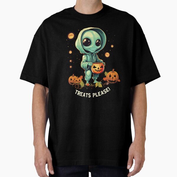Cute Alien and Pumpkin Halloween Treats Please! Oversized T-Shirt