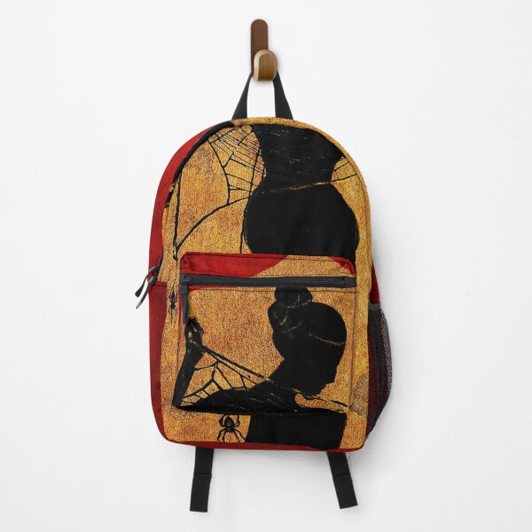 Item preview, Greek Spider Goddess Arachne With Gold Arch Red Background and A Woman’s Silhouette  designed and sold by Monica Laipple.
