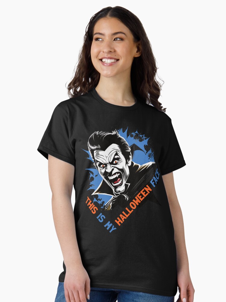 Thumbnail 2 of 7, Classic T-Shirt, This is My Halloween Face Vampire designed and sold by hidden-design.