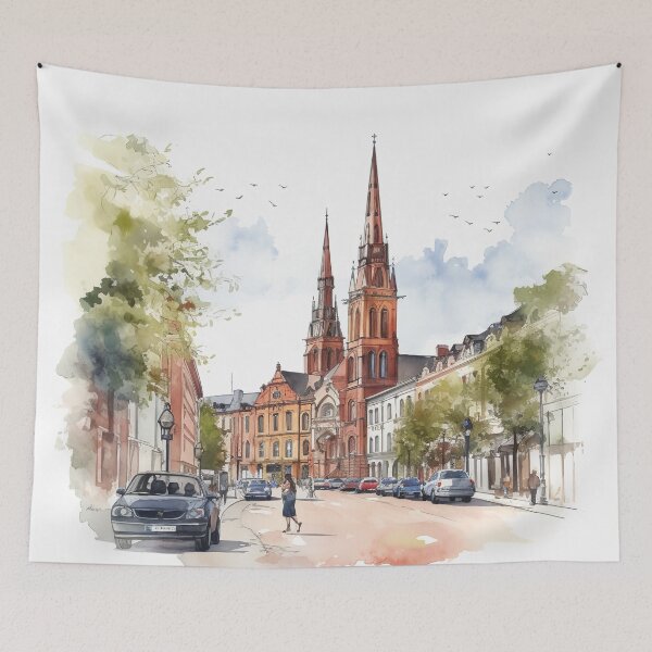 Item preview, Marktkirche Wiesbaden: Gothic splendor in watercolor designed and sold by KatVik-Design.
