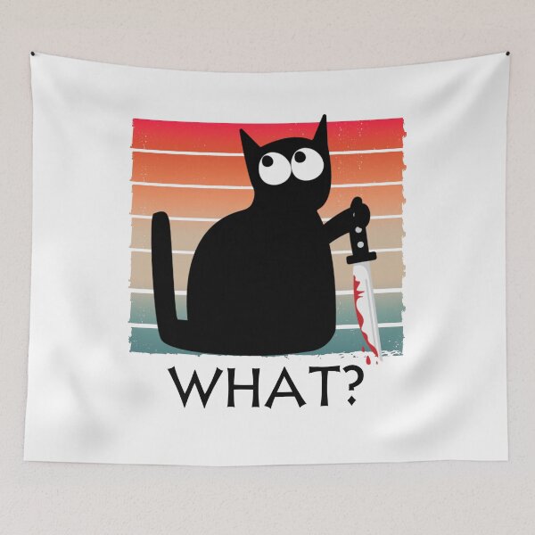 Item preview, Cat What? Funny Black Cat, Murderous Cat With Knife designed and sold by Vibe Art.