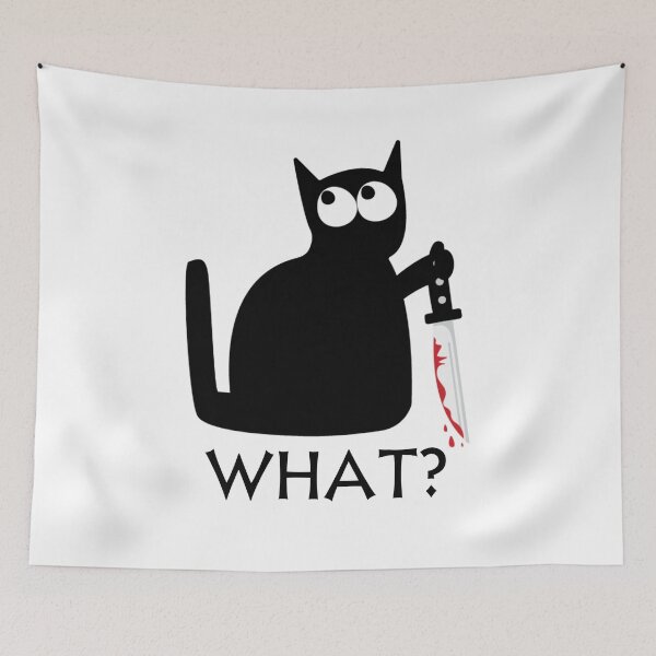 Item preview, Cat What? Funny Black Cat, Murderous Cat With Knife designed and sold by Vibe Art.
