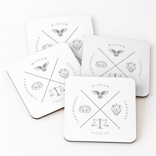 Item preview, Cardinal Virtues - The Pillars of Stoicism - white designed and sold by StoicWisdom.