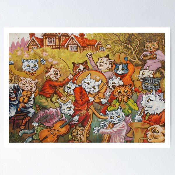 Nadiweisgtc Louis Wain Cats Poster Psychedelic Colorful Cat Famous Painting  Poster Prints for Walls Wall Panels for Bathroom Art Pictures