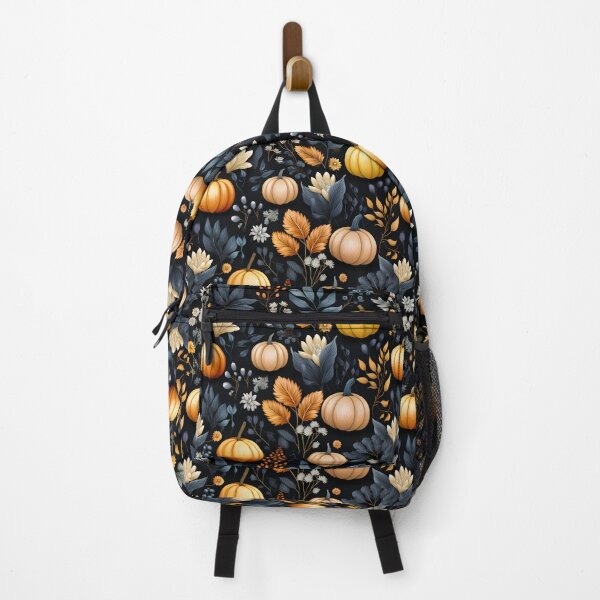 Item preview, Pumpkins on black background seamless pattern designed and sold by Lil-Satu.